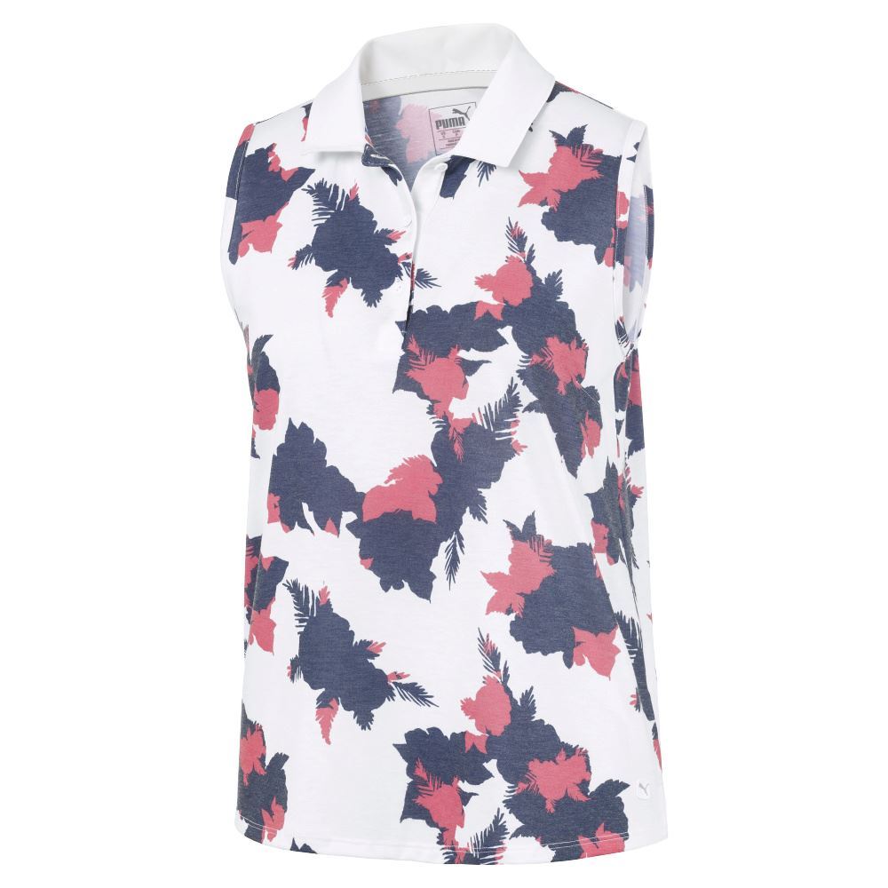 Puma Ladies Floral Sleeveless Polo Shirt - XS Only
