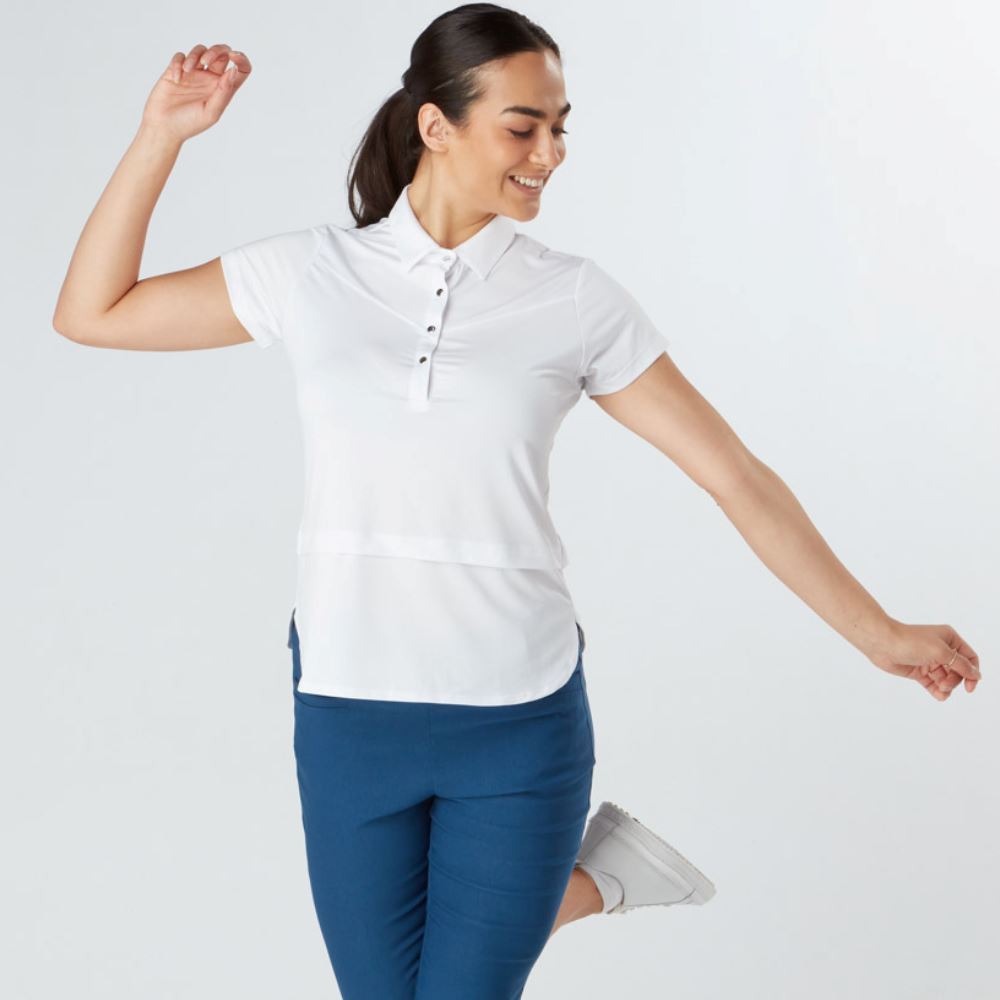 Swing Out Sister Amelie Cap Sleeve Golf Polo Shirt - White