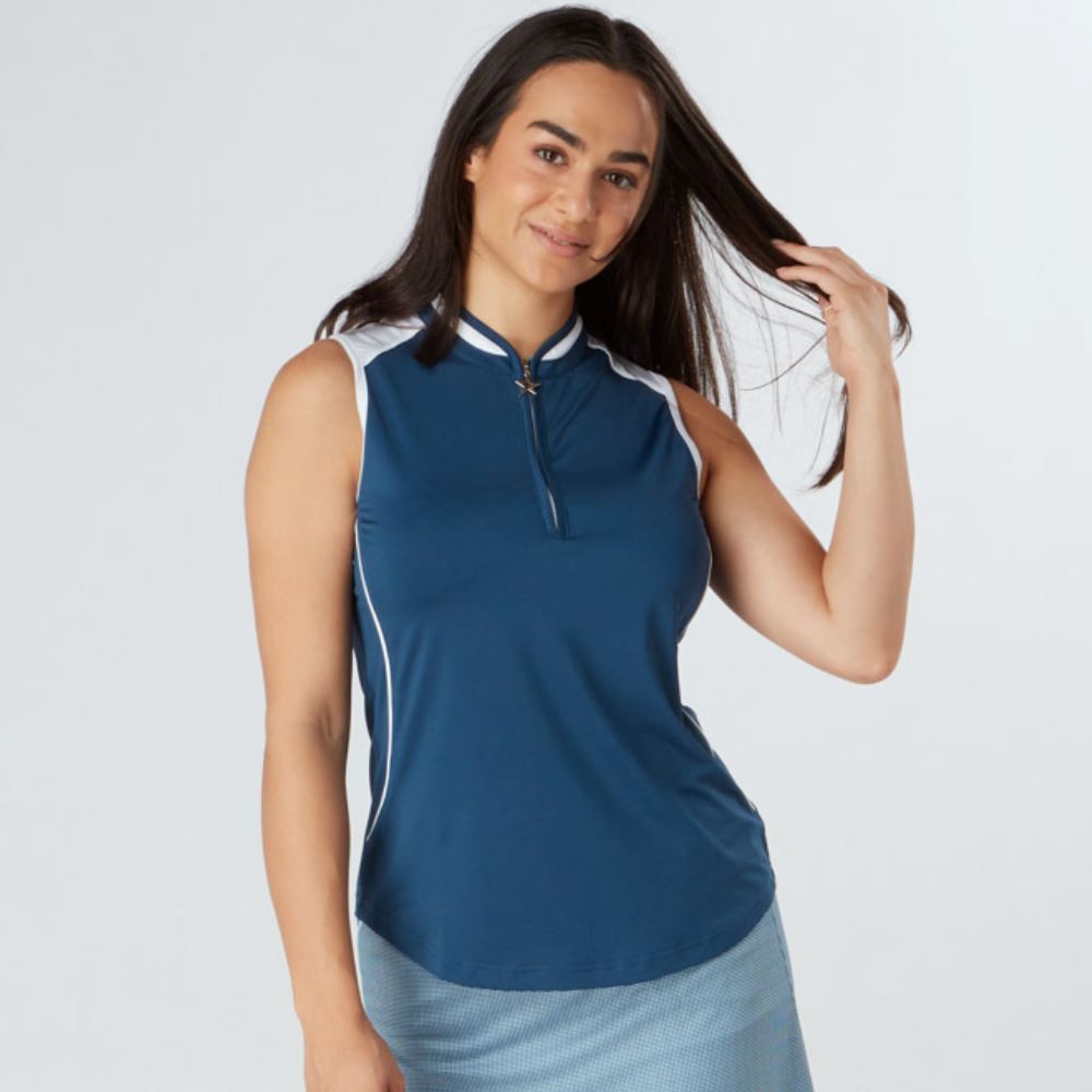 Swing Out Sister Esme Sleeveless Golf Polo Shirt - Atlantic/White