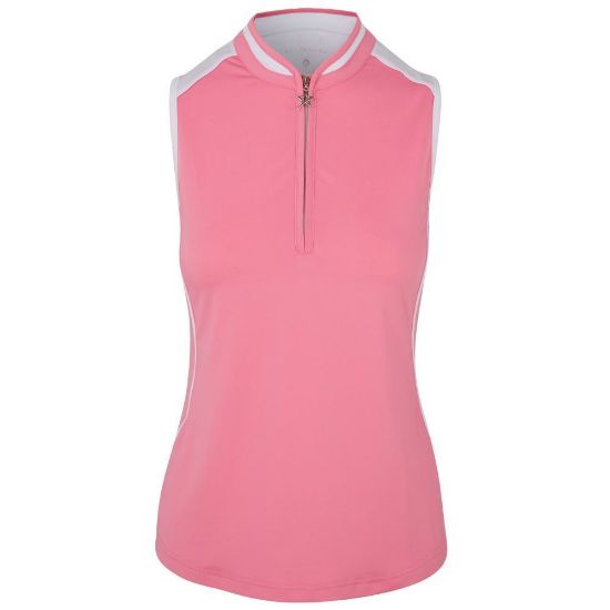 Picture of Swing Out Sister Esme Sleeveless Golf Polo Shirt - Pink/White