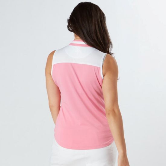Picture of Swing Out Sister Esme Sleeveless Golf Polo Shirt - Pink/White