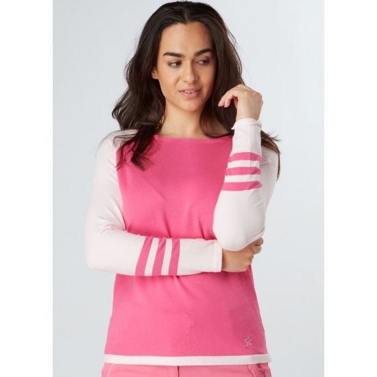 Picture of Swing Out Sister Isabella Golf Sweater - Pink Glo/Cherry Blossom