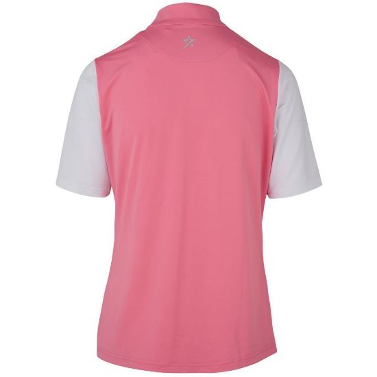 Picture of Swing Out Sister Therese Block Cap Sleeve Golf Polo Shirt - Pink Glo
