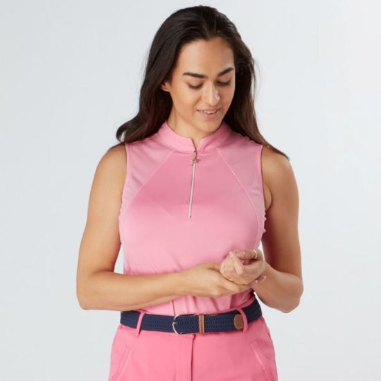 Picture of Swing Out Sister Simone Sleeveless Golf Polo Shirt - Pink Glo