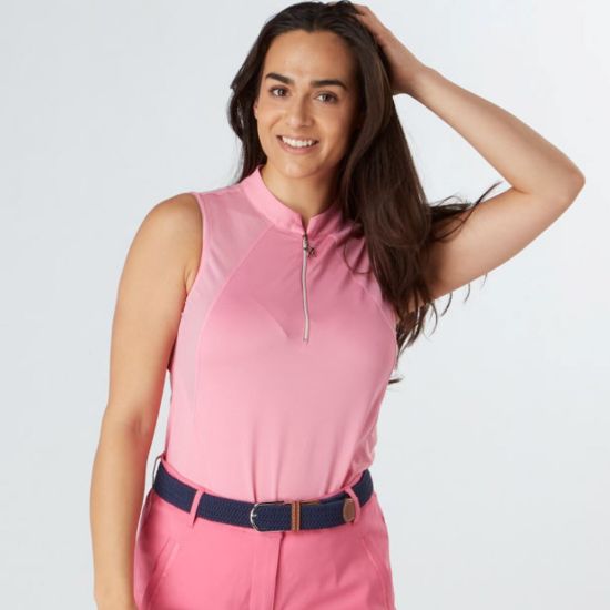 Picture of Swing Out Sister Simone Sleeveless Golf Polo Shirt - Pink Glo