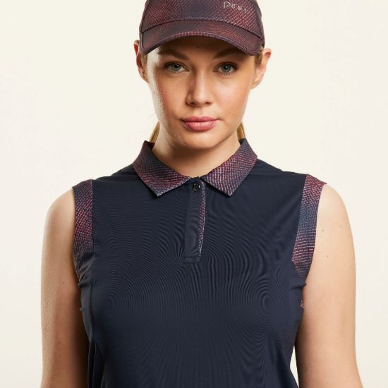 Picture of PING Ladies Evie Sleeveless Golf Polo Shirt - Navy